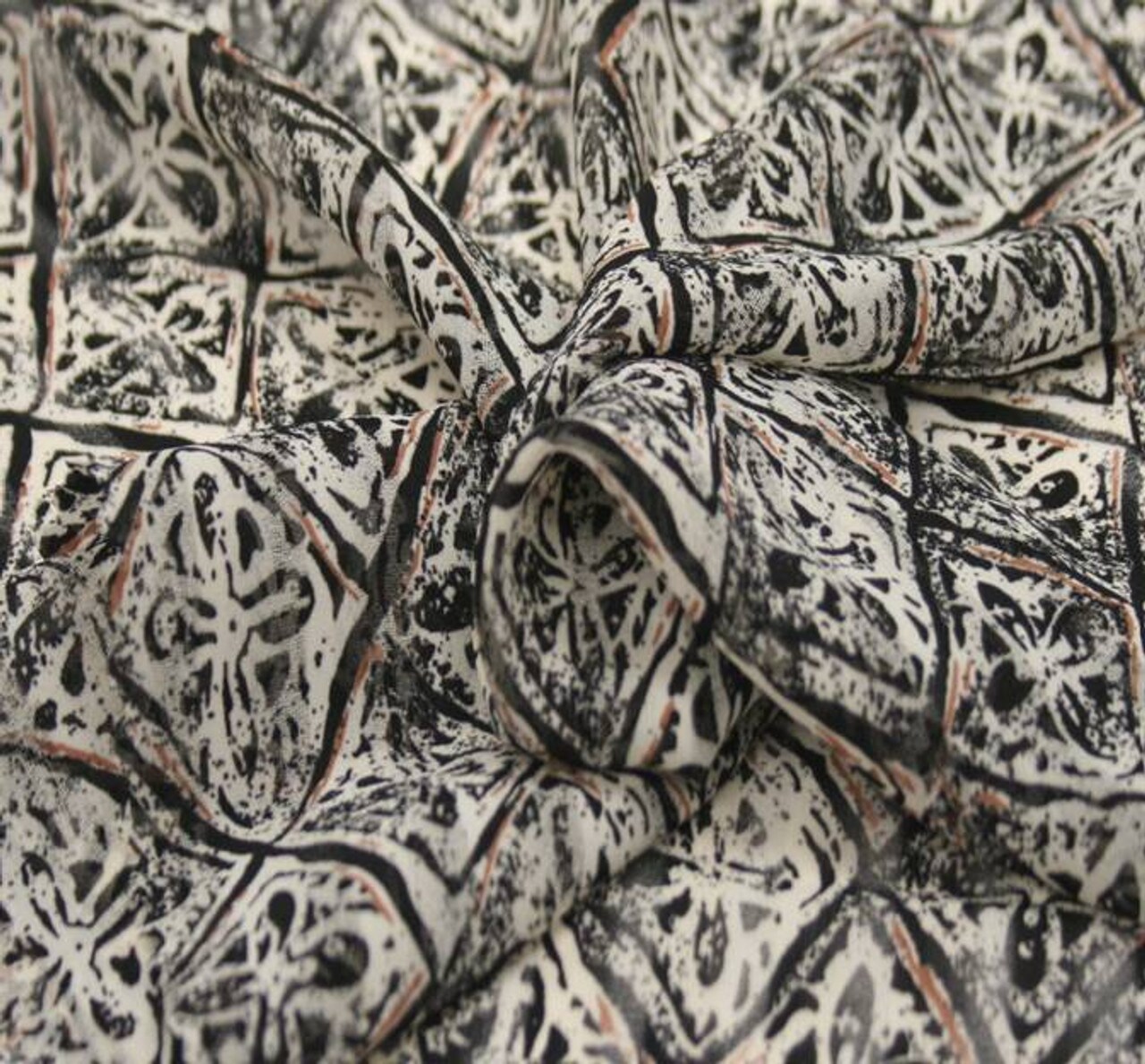 1 Yard Ivory Black Shadow Stripe Chiffon Fabric 58/60" Wide Sheer Polyester for Fashion & Apparel